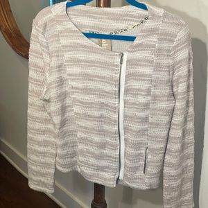 Anthropologie grey and white boucle striped jacket/blazer